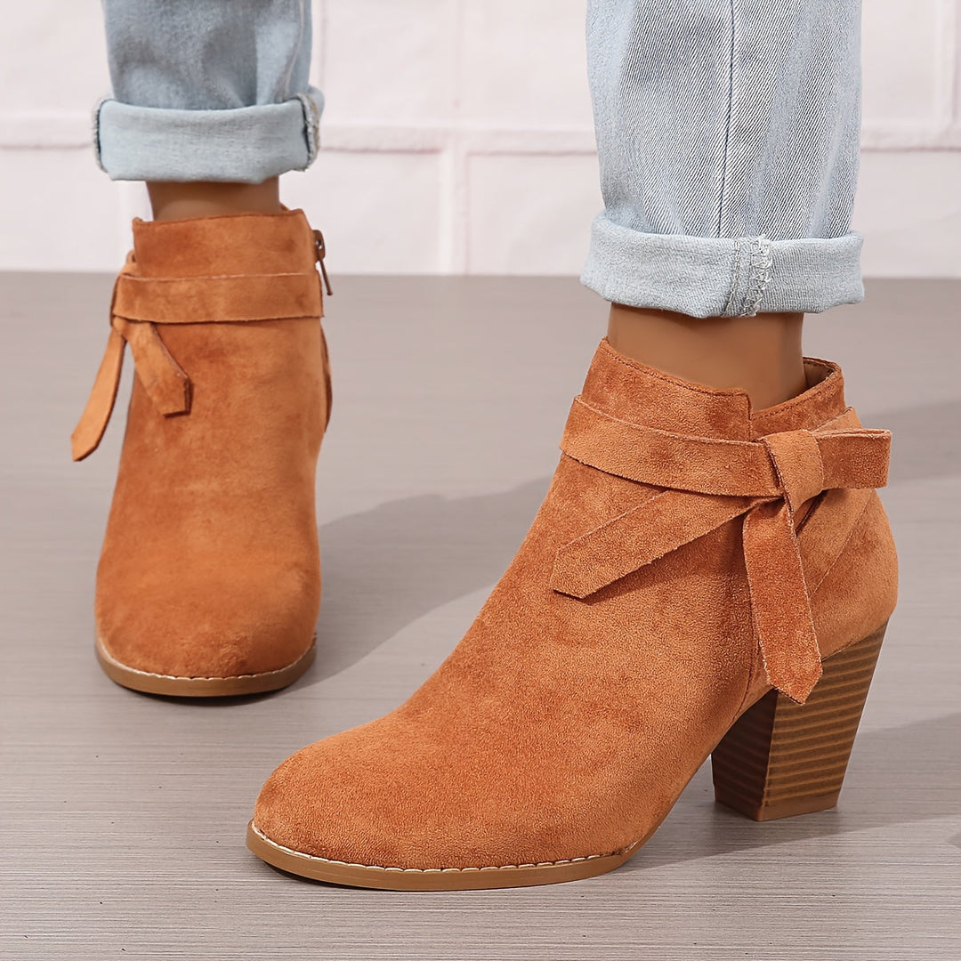 Ashley | Block Heel Ankle Side Zip Closure Waterproof Chelsea Boots