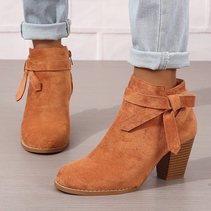 Ashley | Block Heel Ankle Side Zip Closure Waterproof Chelsea Boots