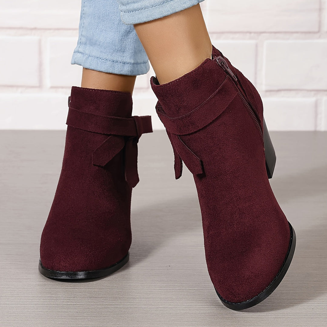 Ashley | Block Heel Ankle Side Zip Closure Waterproof Chelsea Boots