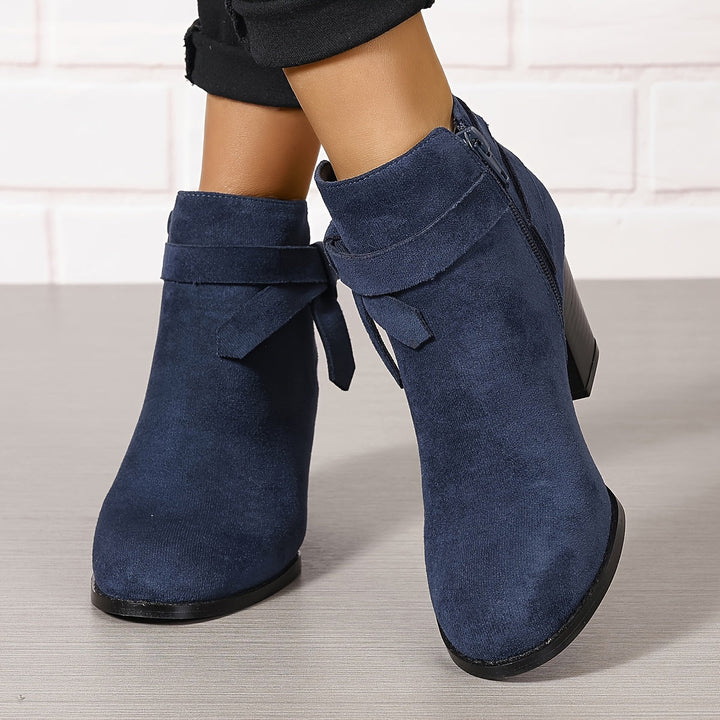 Ashley | Block Heel Ankle Side Zip Closure Waterproof Chelsea Boots
