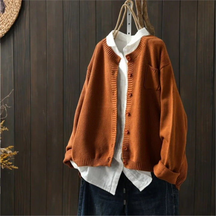Megan | Warm Relaxed Garter-Stitch Knit Cardigan