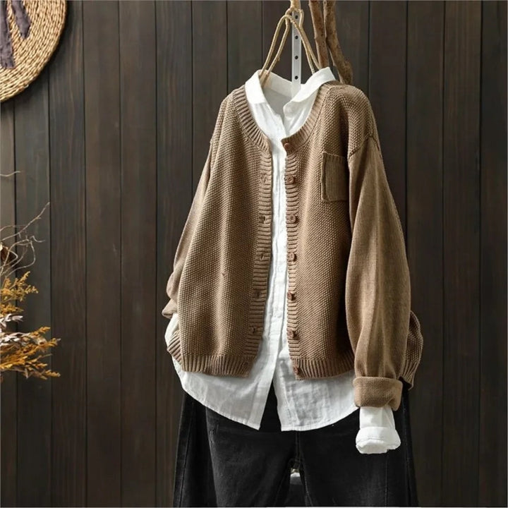 Megan | Warm Relaxed Garter-Stitch Knit Cardigan
