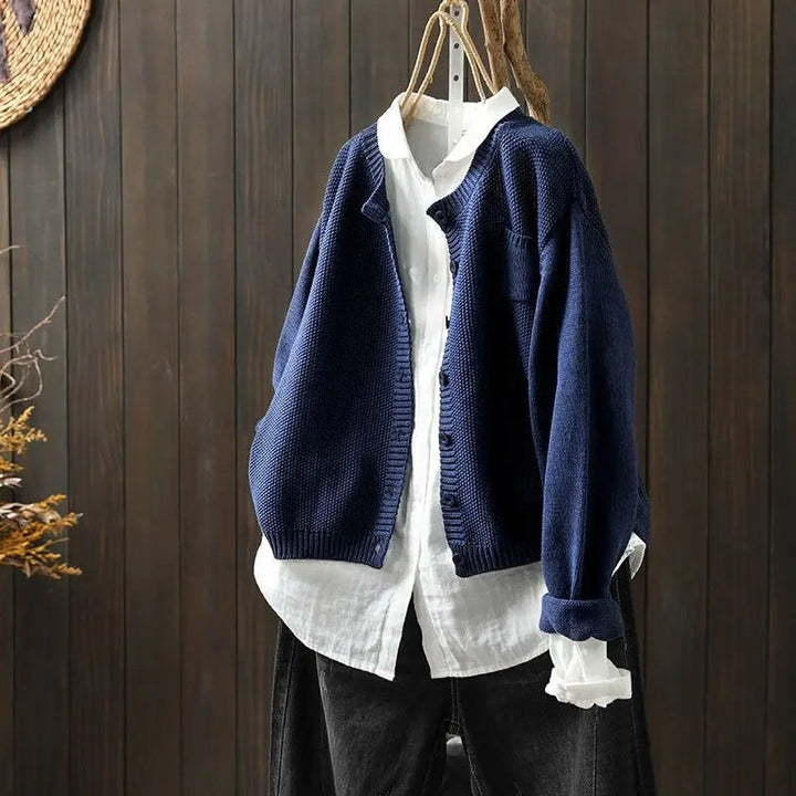 Megan | Warm Relaxed Garter-Stitch Knit Cardigan