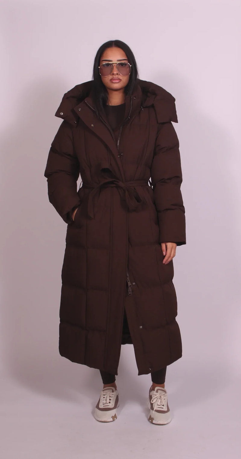 Sierra | Winter Elegant Warm Hooded Long Puffer Jacket