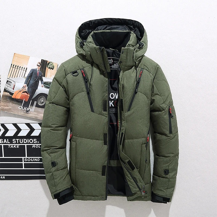 Emmett | Quilted Hooded High Collar Full Zip Front Puffer Jacket