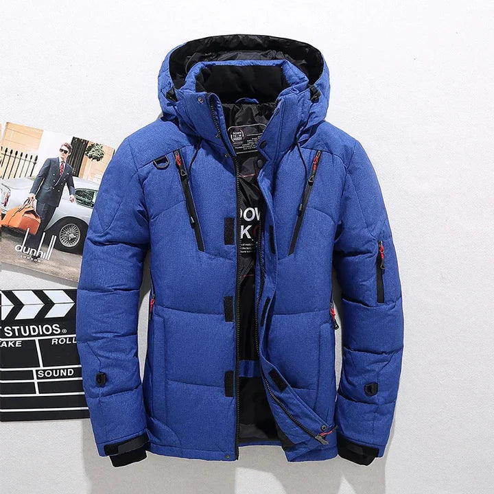 Emmett | Quilted Hooded High Collar Full Zip Front Puffer Jacket