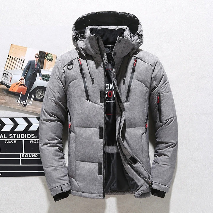 Emmett | Quilted Hooded High Collar Full Zip Front Puffer Jacket