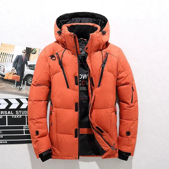 Emmett | Quilted Hooded High Collar Full Zip Front Puffer Jacket