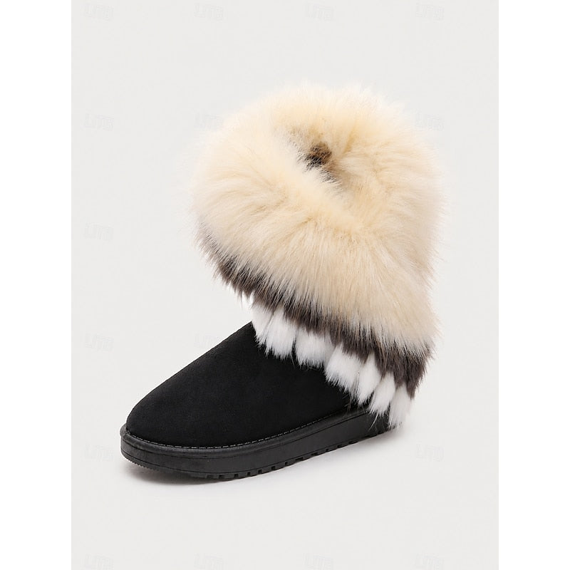 Rita | Faux Fur Cuff Slip-On Fit Waterproof Snow Boots
