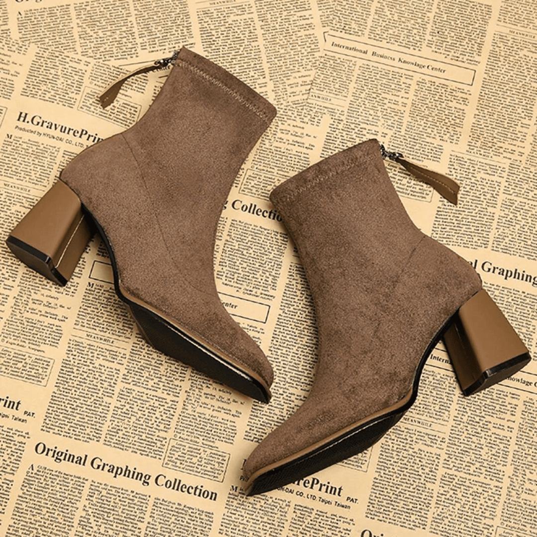 Bellora | Waterproof Rear Zipper Suede Ankle Boots