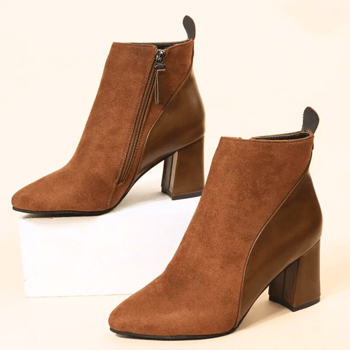 Emma | Side-Zip Suede Texture Waterproof Ankle Boots