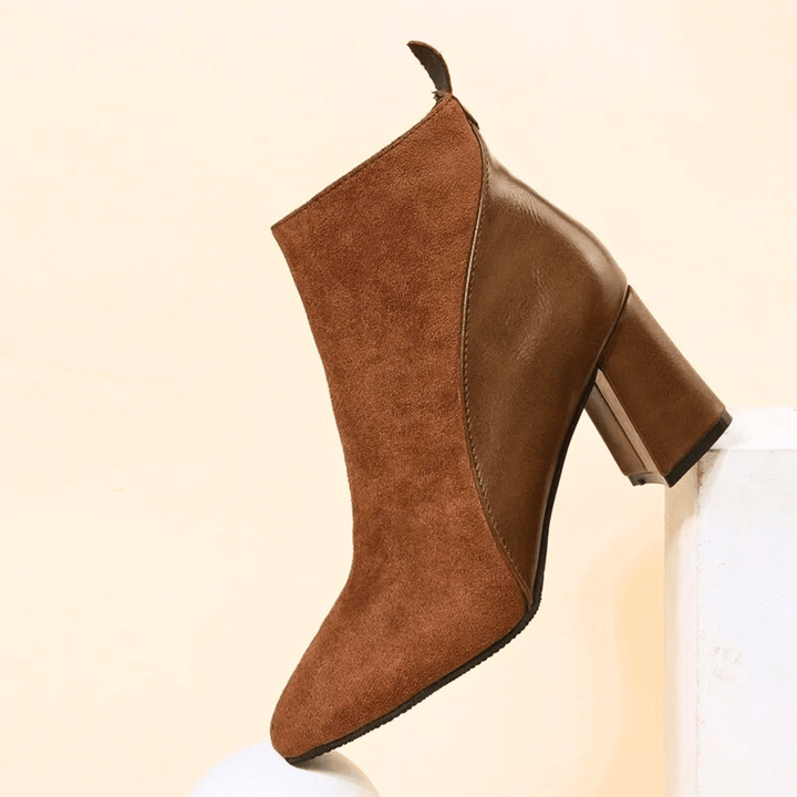 Emma | Side-Zip Suede Texture Waterproof Ankle Boots
