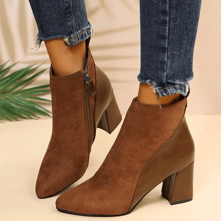 Emma | Side-Zip Suede Texture Waterproof Ankle Boots