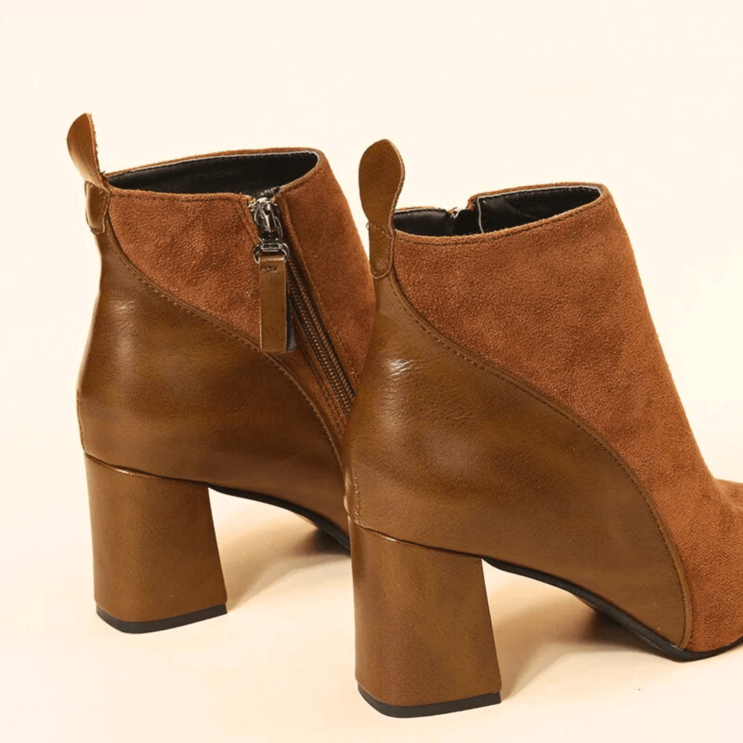 Emma | Side-Zip Suede Texture Waterproof Ankle Boots
