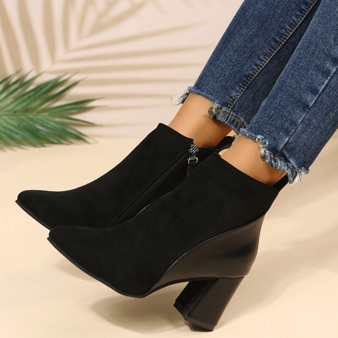 Emma | Side-Zip Suede Texture Waterproof Ankle Boots