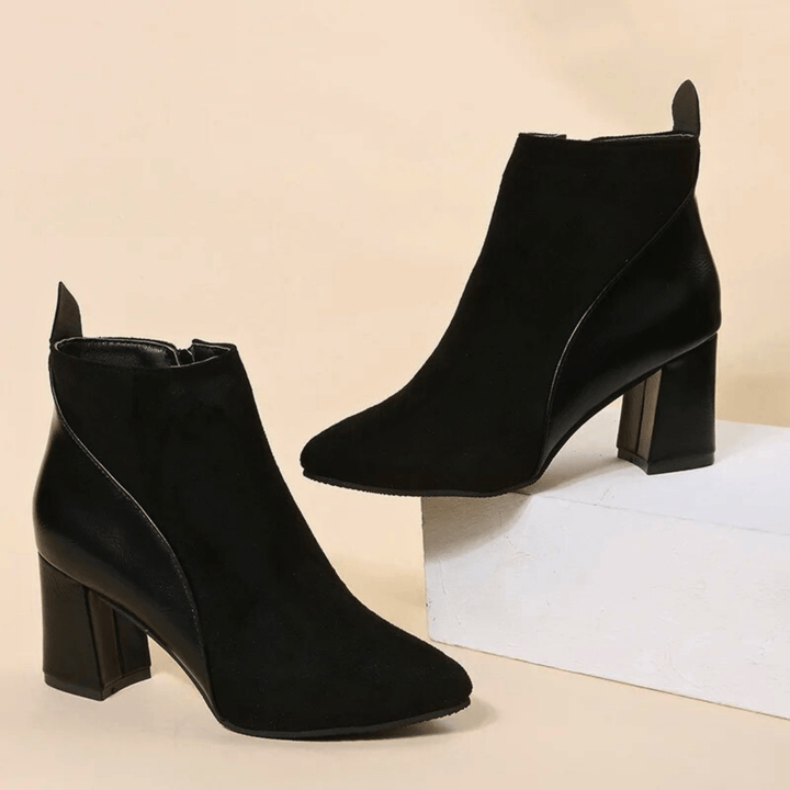 Emma | Side-Zip Suede Texture Waterproof Ankle Boots