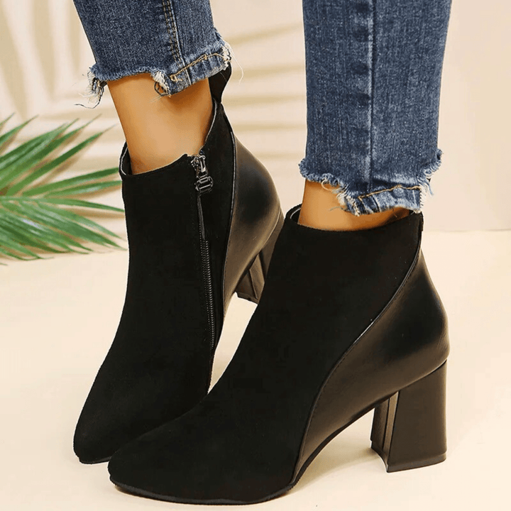 Emma | Side-Zip Suede Texture Waterproof Ankle Boots