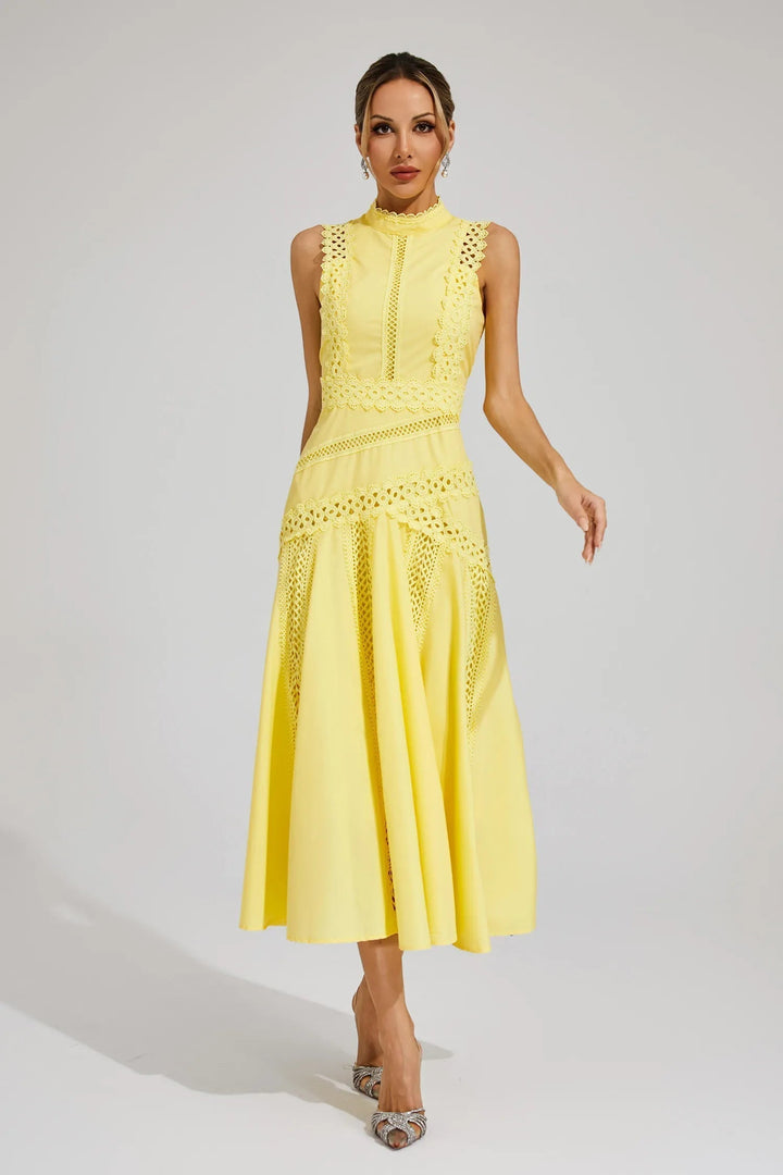 Caroline | Wedding Guest Sleeveless Lace Midi Dress