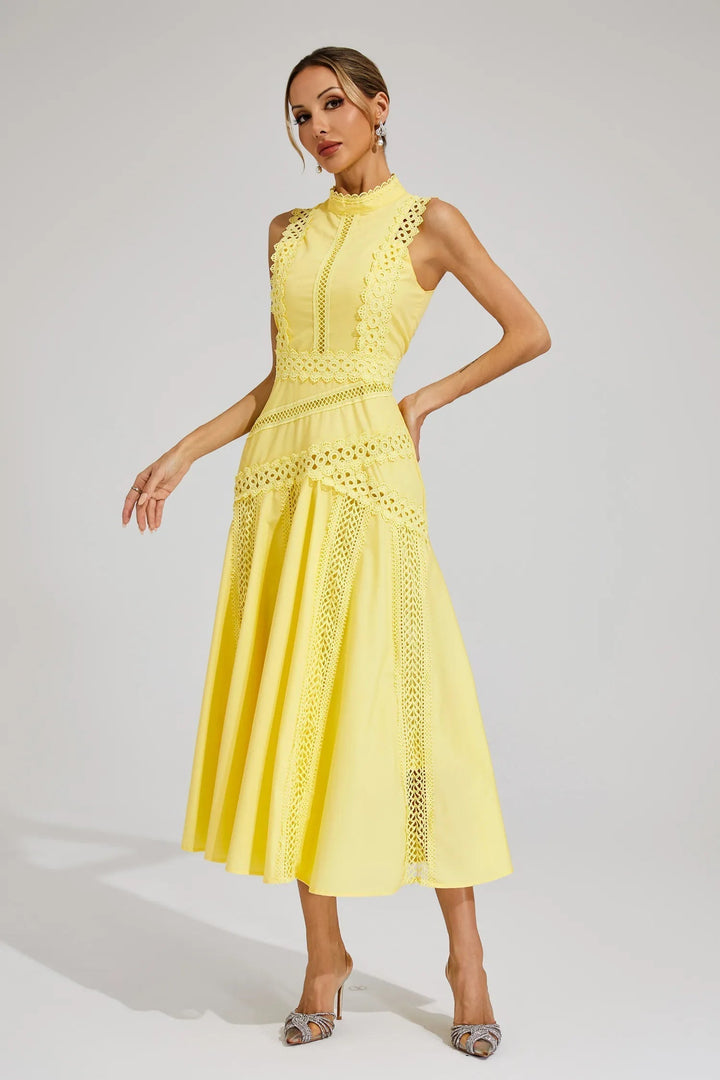 Caroline | Wedding Guest Sleeveless Lace Midi Dress