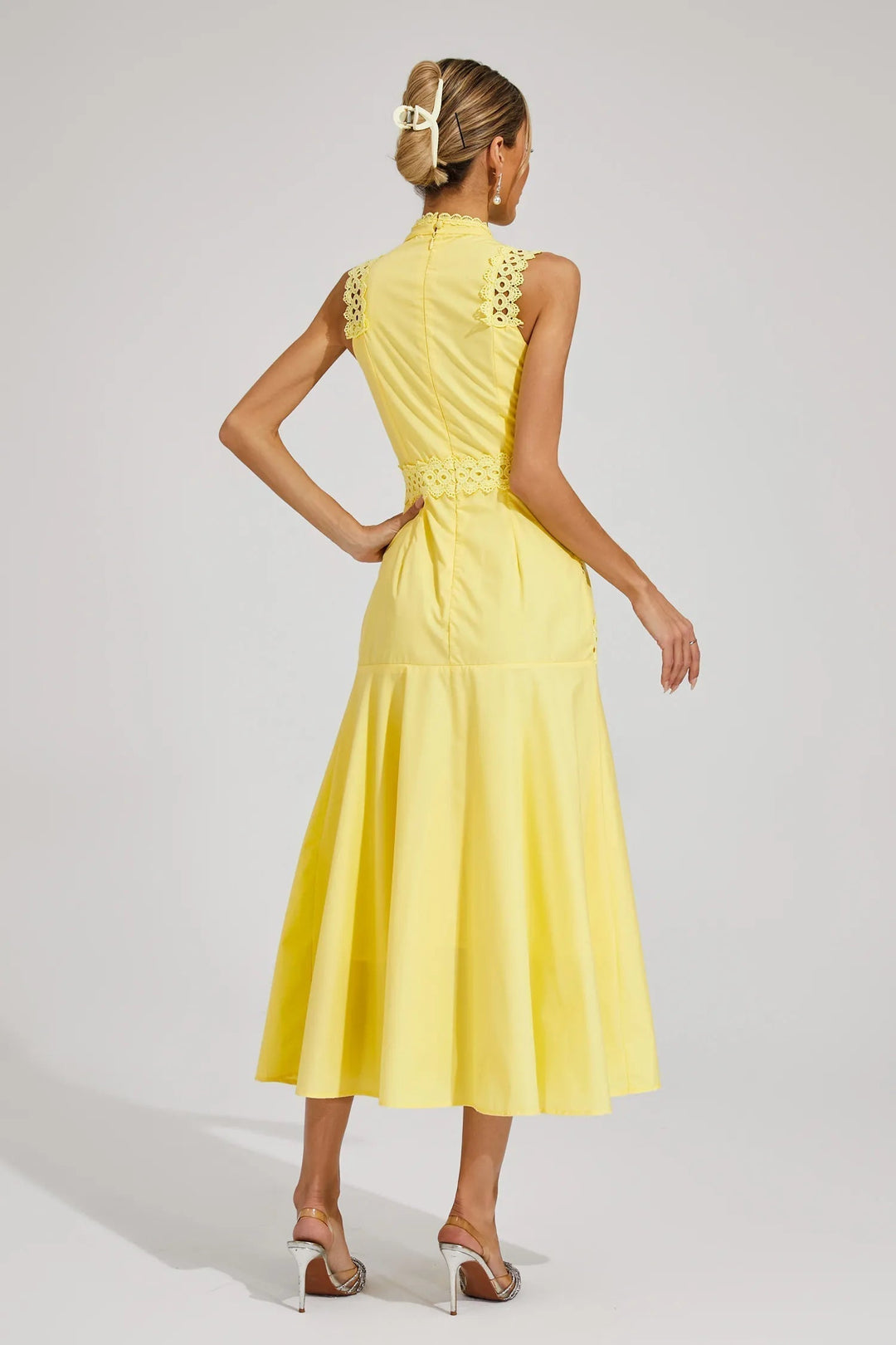 Caroline | Wedding Guest Sleeveless Lace Midi Dress