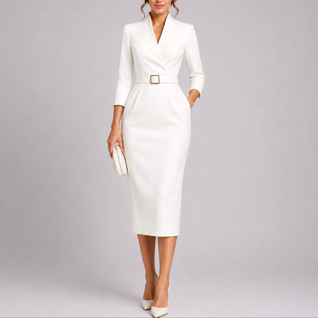Scarlett | Wedding Guest V-Neck Midi Dress
