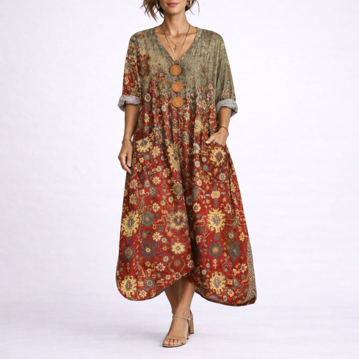 Evelyn | Wedding Guest Bohemian Paisley Maxi Dress