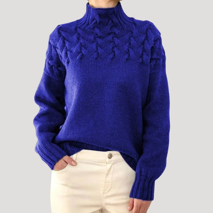 Caroline | Turtleneck Cable-Knit Yoke Relaxed Fit Pullover