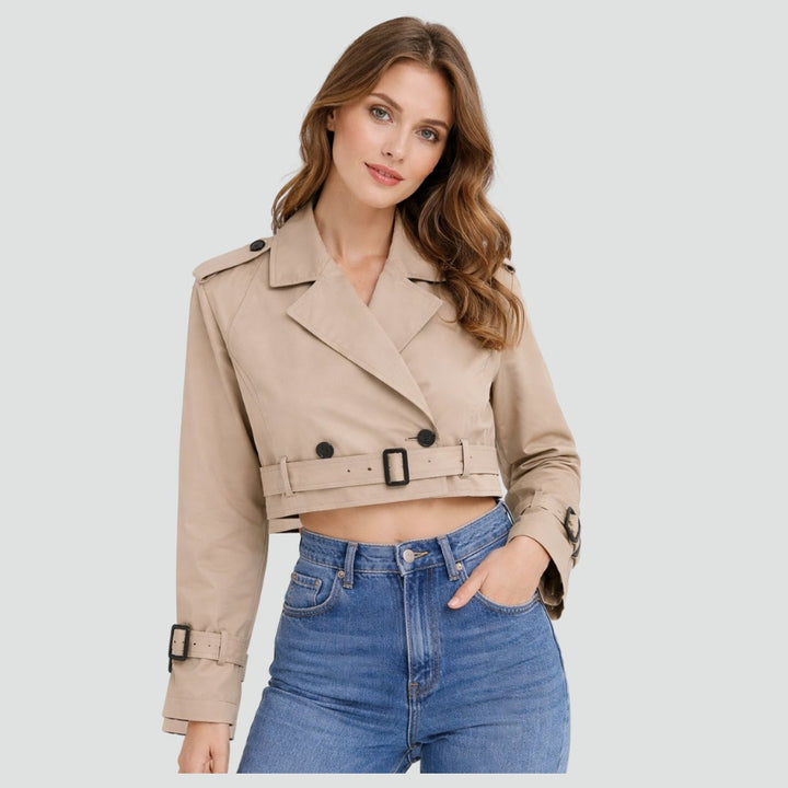 Trench Jacket for Women | Cropped Button-Front