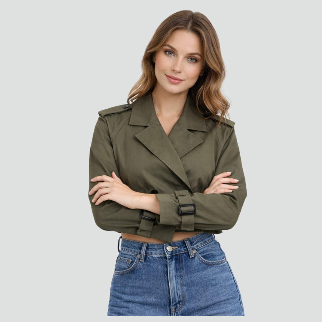 Trench Jacket for Women | Cropped Button-Front