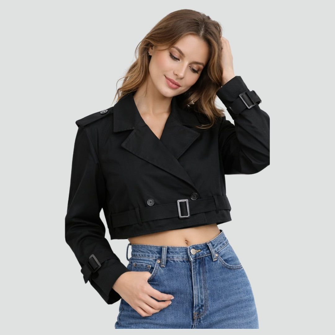 Trench Jacket for Women | Cropped Button-Front
