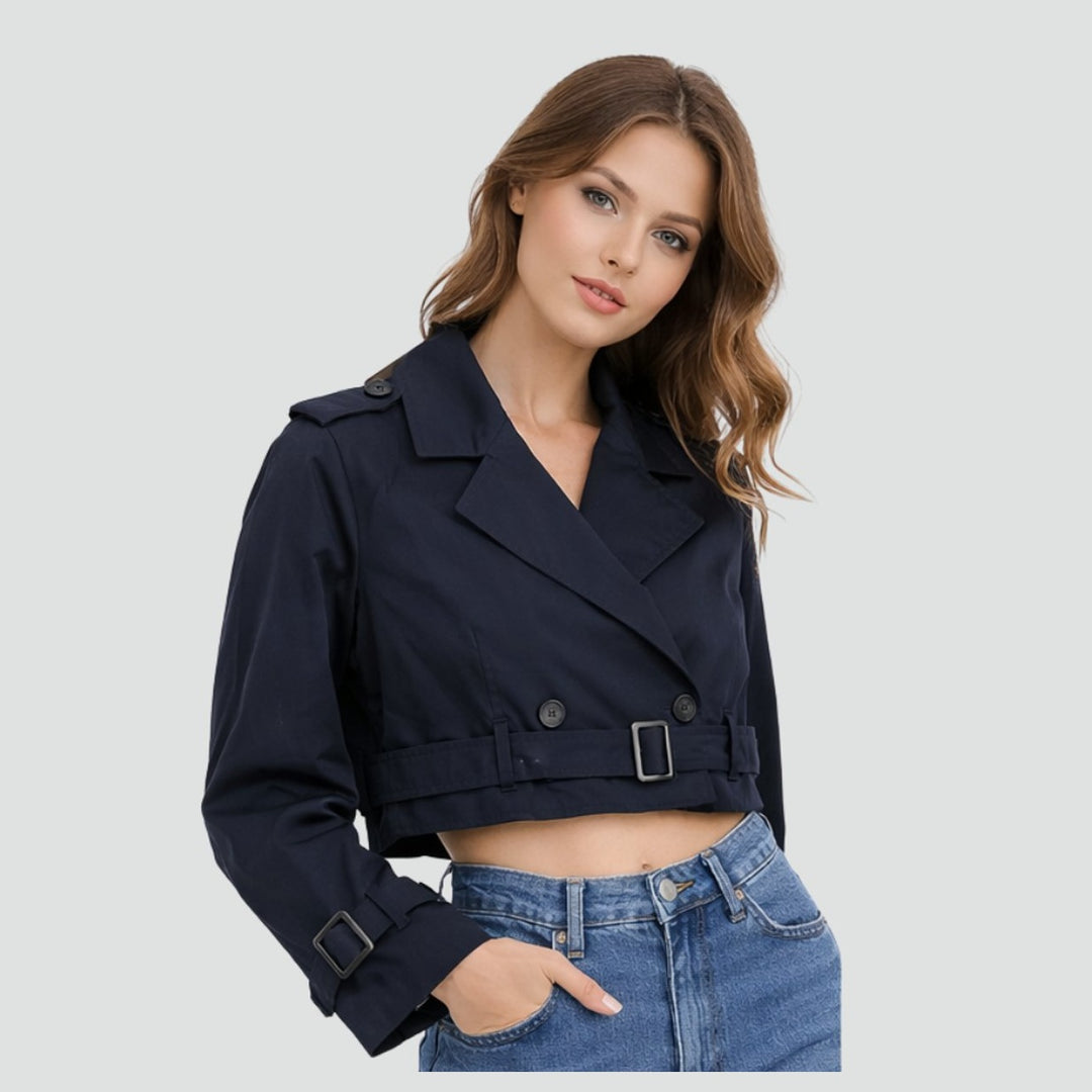 Trench Jacket for Women | Cropped Button-Front