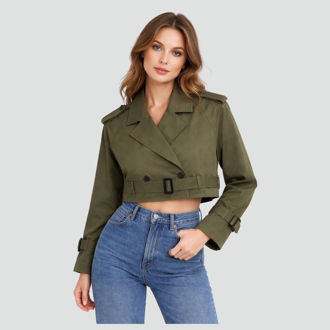 Trench Jacket for Women | Cropped Button-Front
