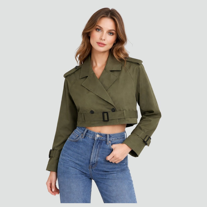 Trench Jacket for Women | Cropped Button-Front