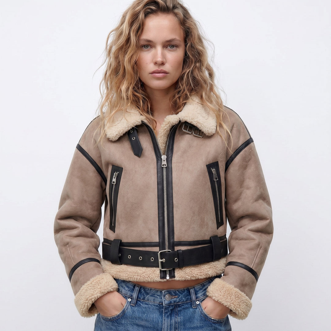 Leather Bomber Jacket for Women | Double-Sided Shearling