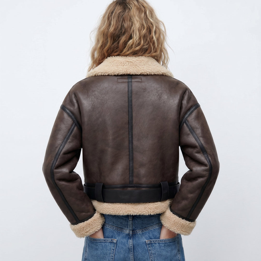 Leather Bomber Jacket for Women | Double-Sided Shearling