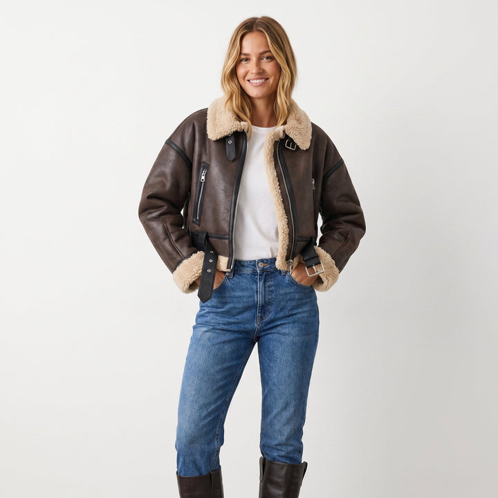 Leather Bomber Jacket for Women | Double-Sided Shearling
