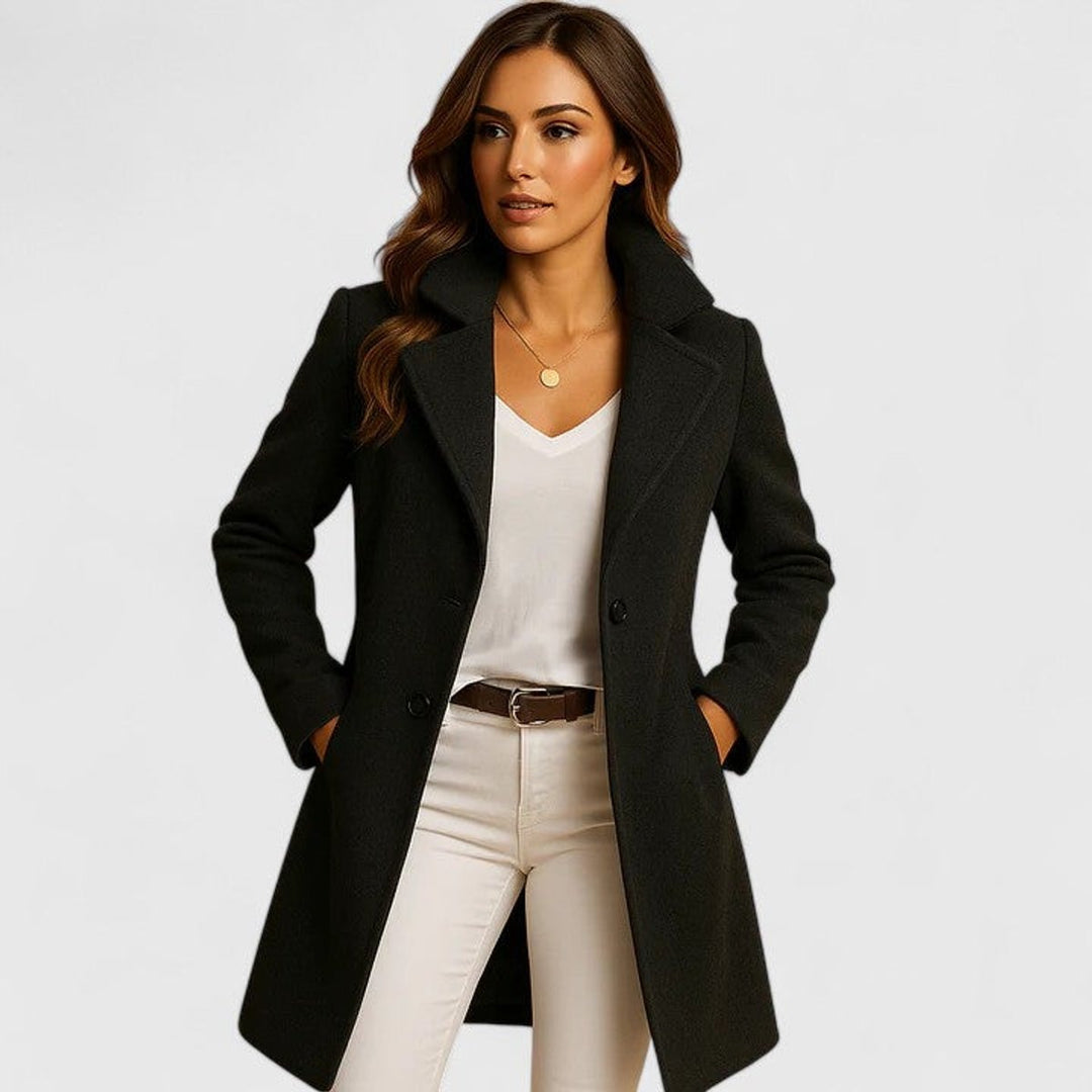 Avonlea | Elegant Long Notch Lapel Button-Front Tailored Coat
