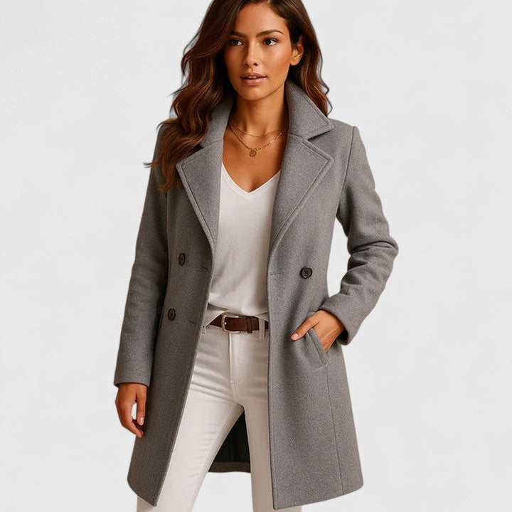 Avonlea | Elegant Long Notch Lapel Button-Front Tailored Coat