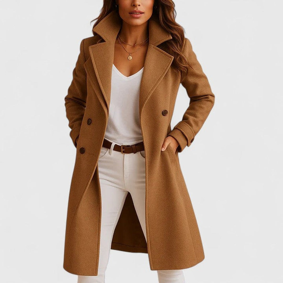 Avonlea | Elegant Long Notch Lapel Button-Front Tailored Coat