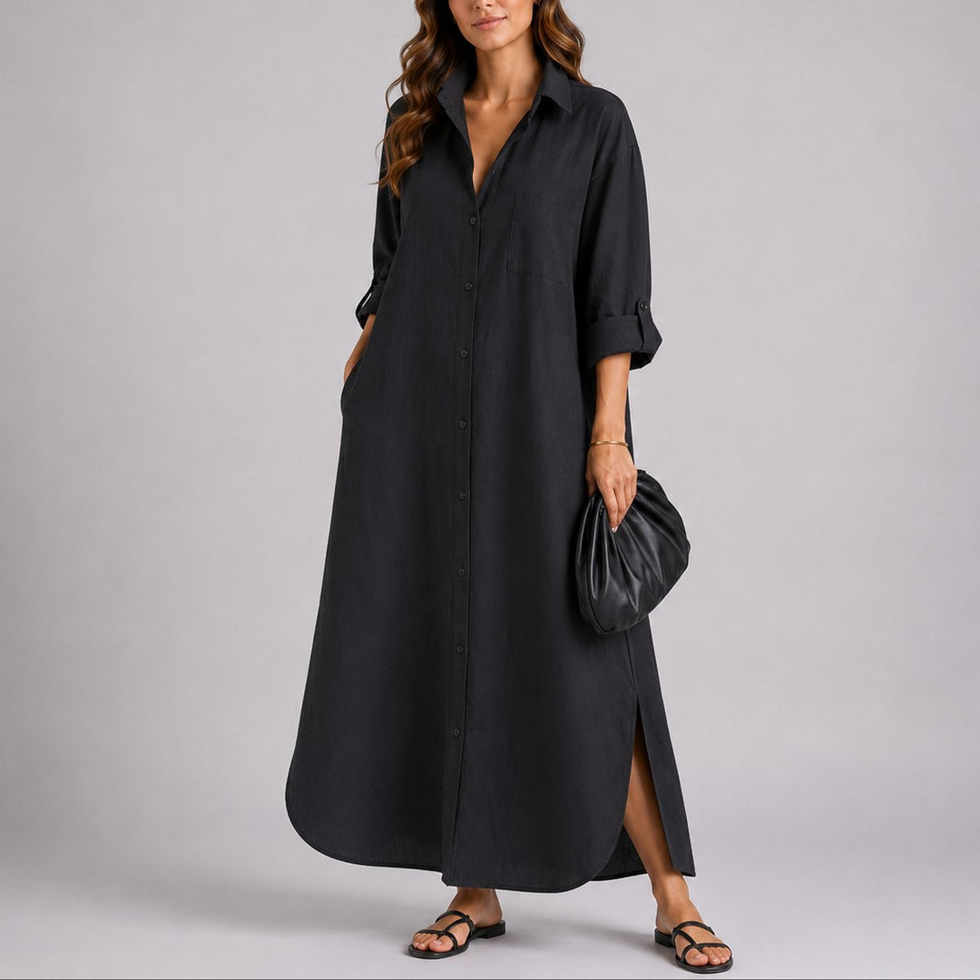 Sophia | Wedding Guest Button-Front Maxi Dress