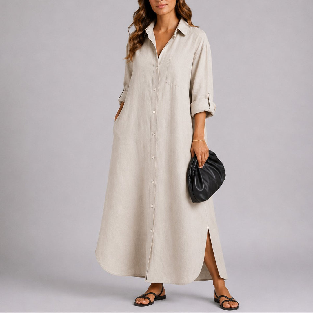 Sophia | Wedding Guest Button-Front Maxi Dress