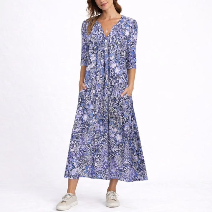 Wedding Guest Dress for Women | V-Neck Midi Floral