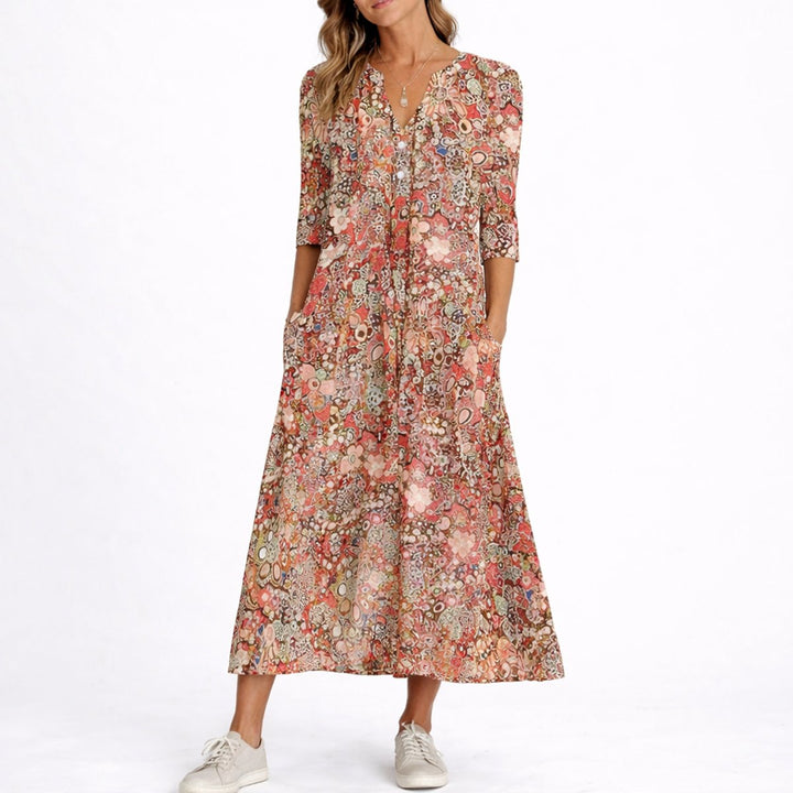 Wedding Guest Dress for Women | V-Neck Midi Floral
