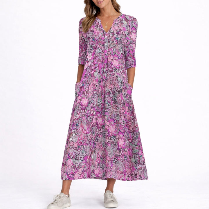 Wedding Guest Dress for Women | V-Neck Midi Floral