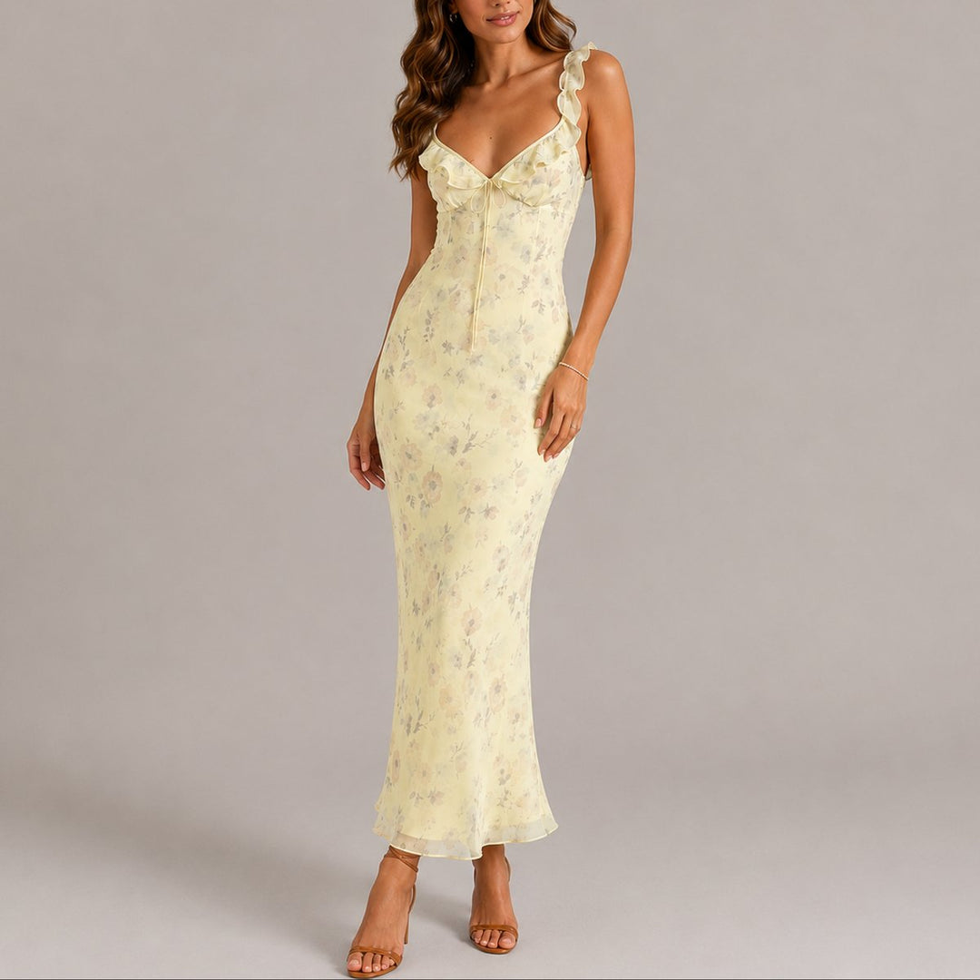 Evelyn | Wedding Guest Ruffle Maxi Dress