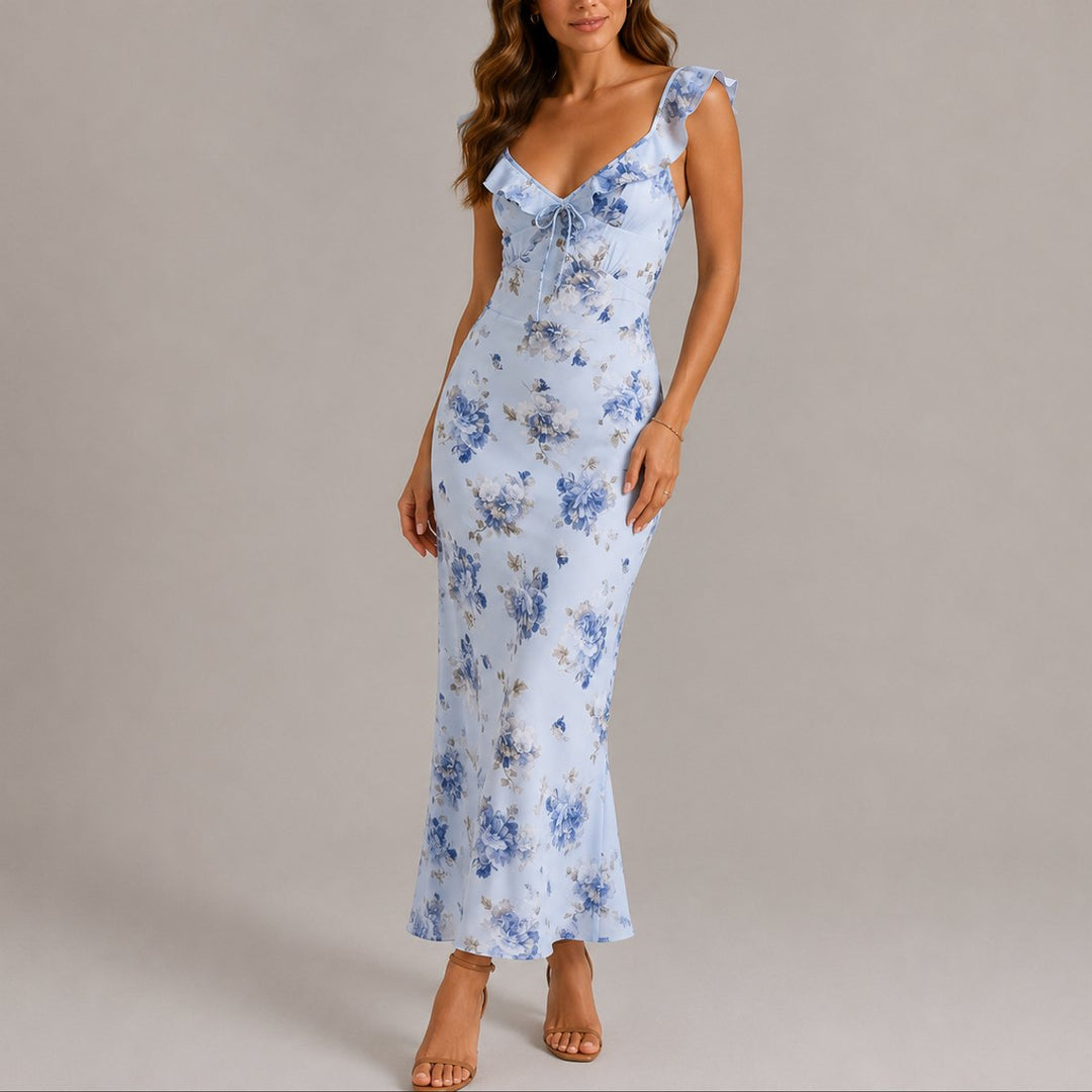 Evelyn | Wedding Guest Ruffle Maxi Dress