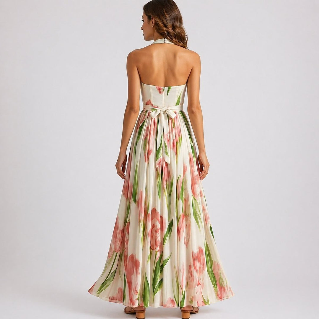 Emma | Wedding Guest Halter Maxi Dress