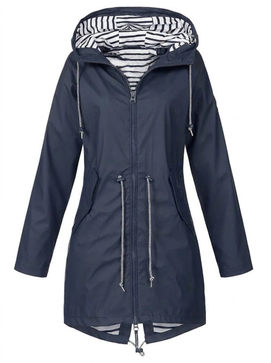 Vicky | Hooded Drawstring Waterproof Rain Jacket