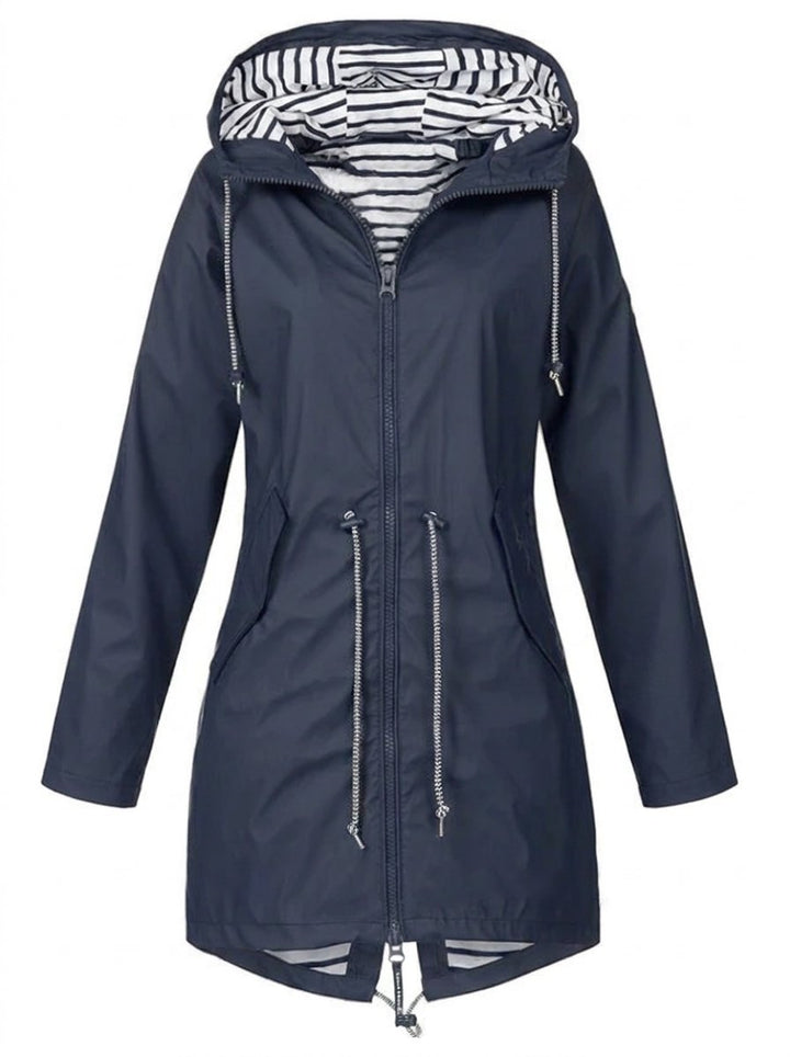 Vicky | Hooded Drawstring Waterproof Rain Jacket