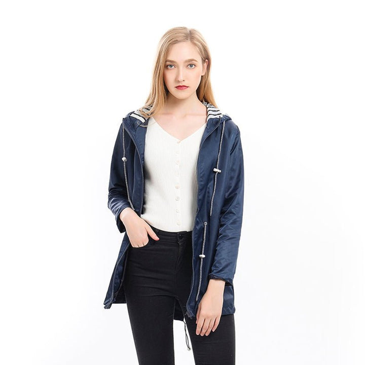 Vicky | Hooded Drawstring Waterproof Rain Jacket